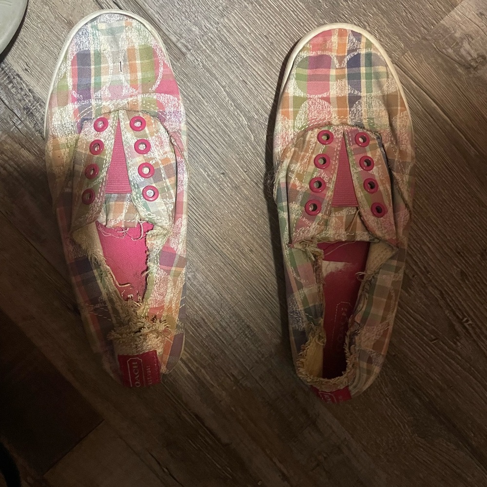 Authentic coach Katie poppy beach plaid sneakers